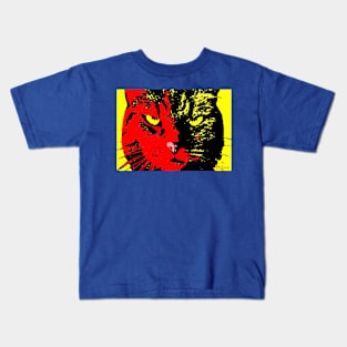 ANGRY CAT POP ART -  RED YELLOW BLACK Kids T-Shirt